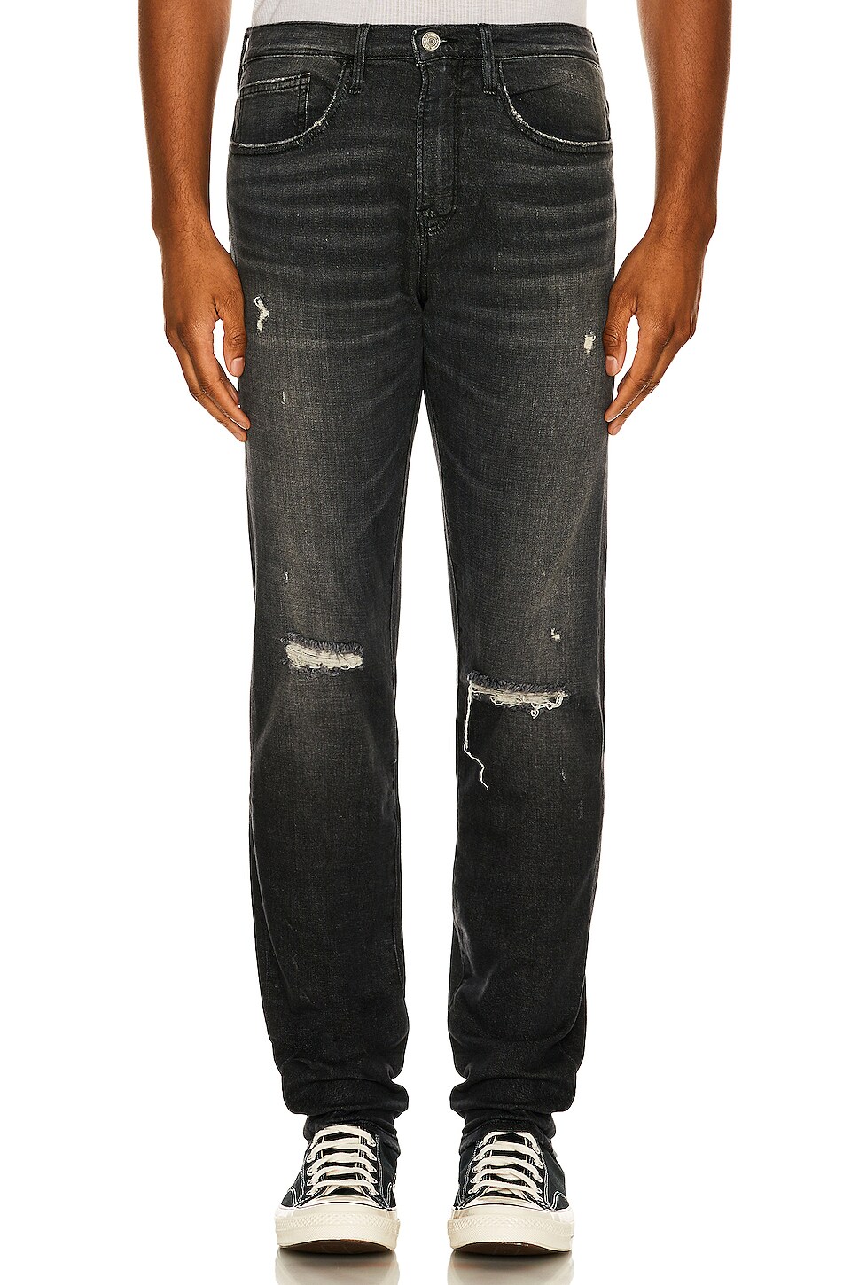 FRAME L'Homme Skinny Degradable in Black Oak Rips