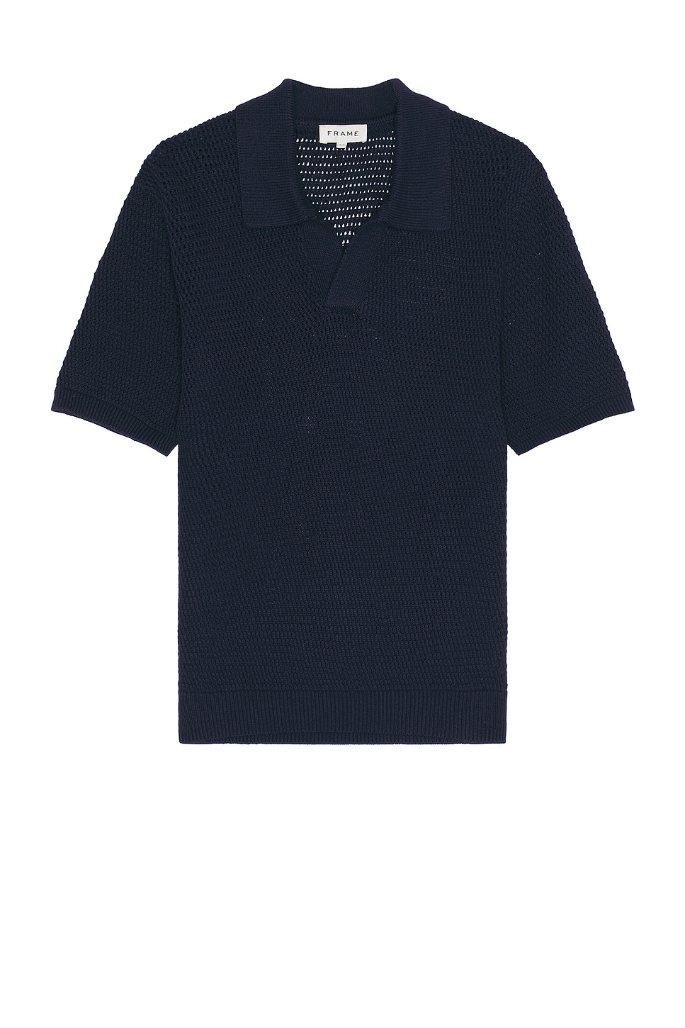 ☆YALE☆ COMFORT COOL SLIT NECK POLO KNIT BLUE YEM1KT110ABL FRAME Short Sleeve Sweater Polo in Navy | REVOLVE