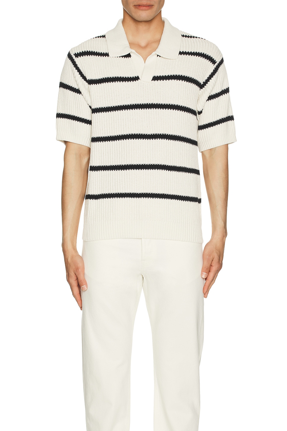 Striped Polo Sweater - Thumbnail 4
