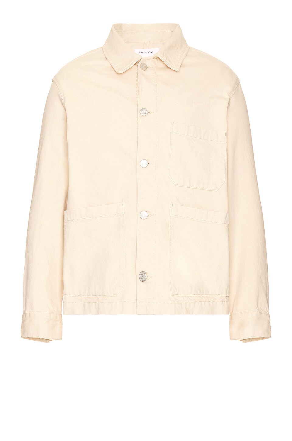 FRAME Denim Overshirt in White & Beige