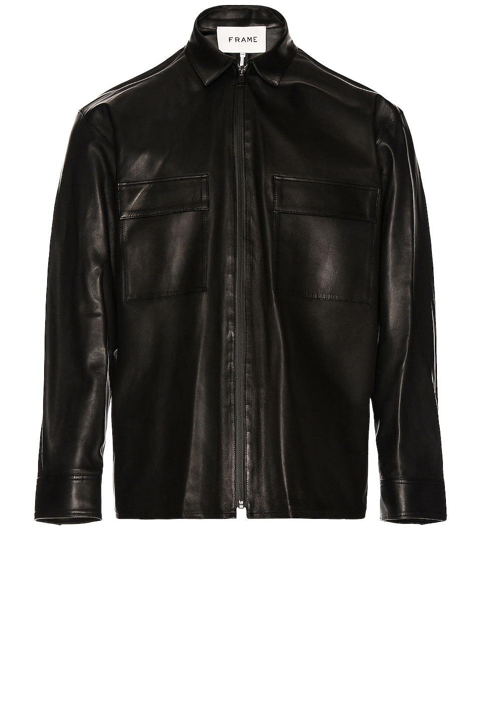 Bonded Leather Zip Up Shirt