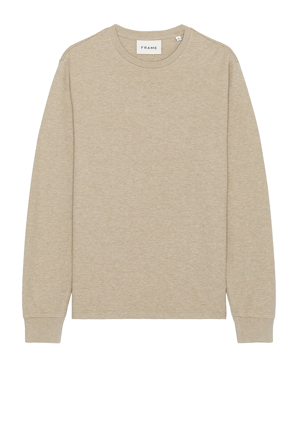 FRAME Duo Fold Long Sleeve Tee en Heathered Sand Beige