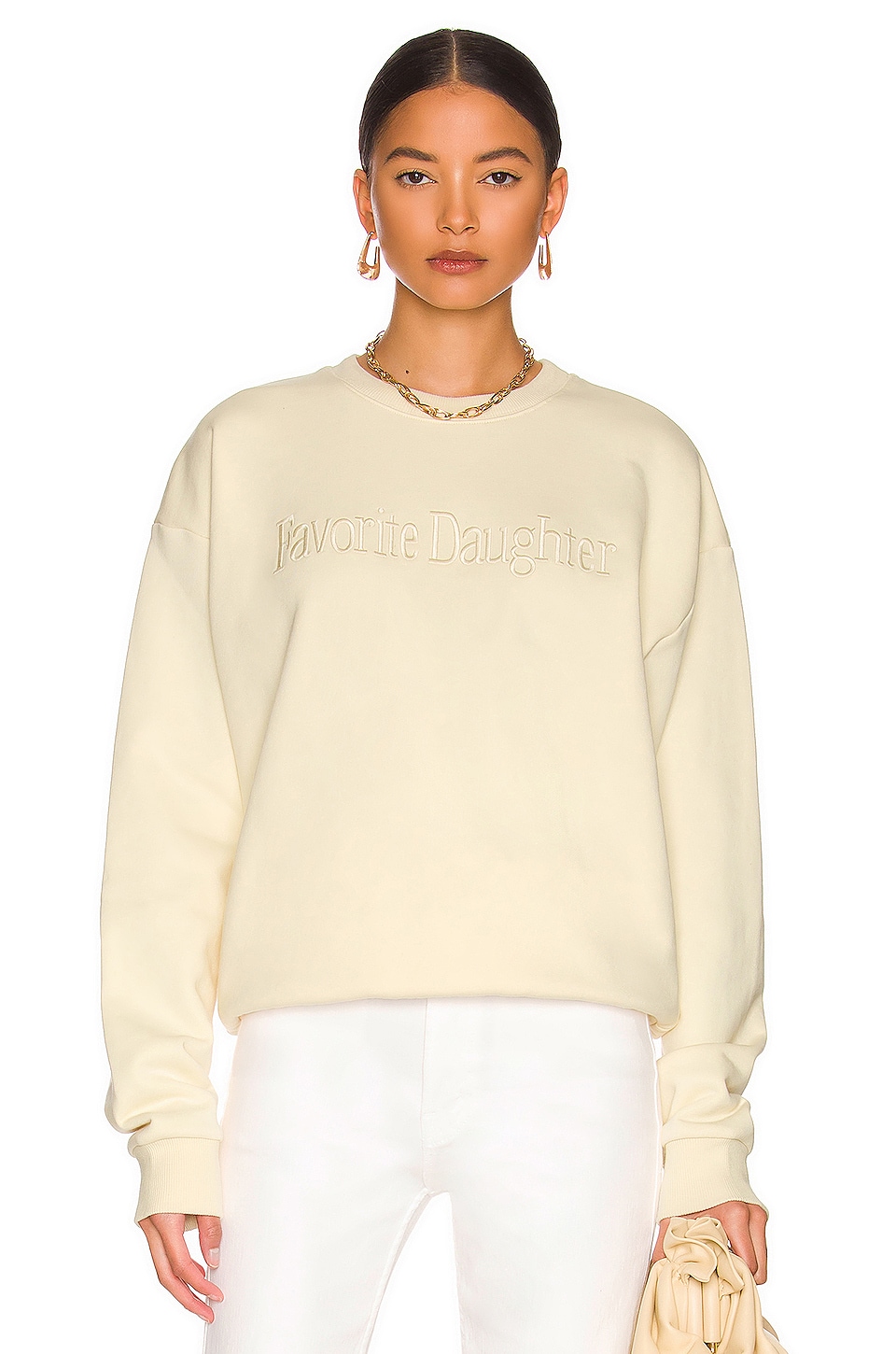 Favorite Daughter Sara Embroidered Sweatshirt in Cream | REVOLVE