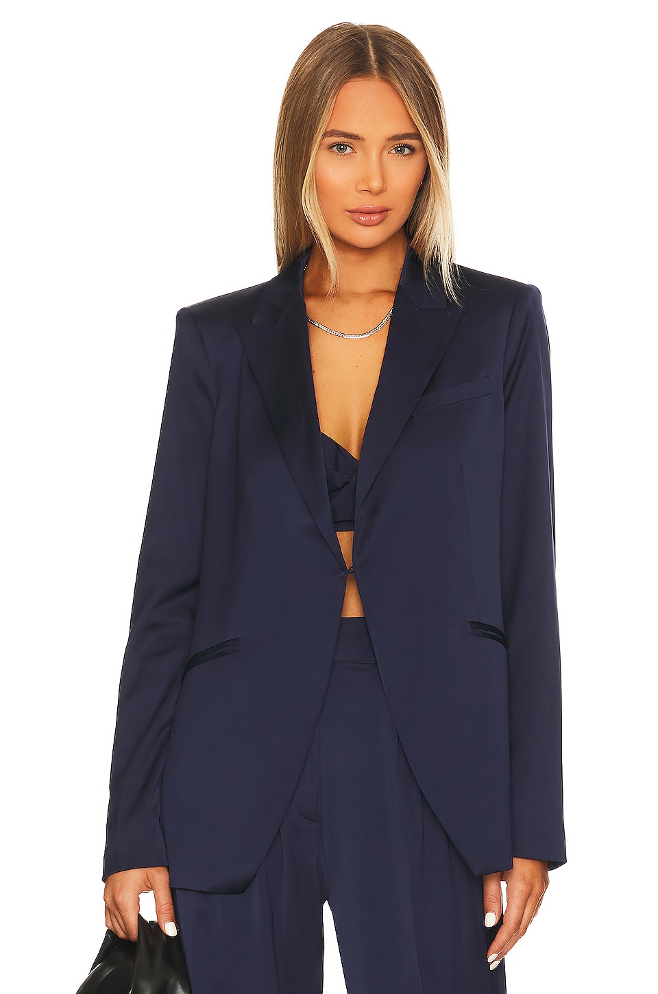 Favorite Daughter Satin Blazer in Navy