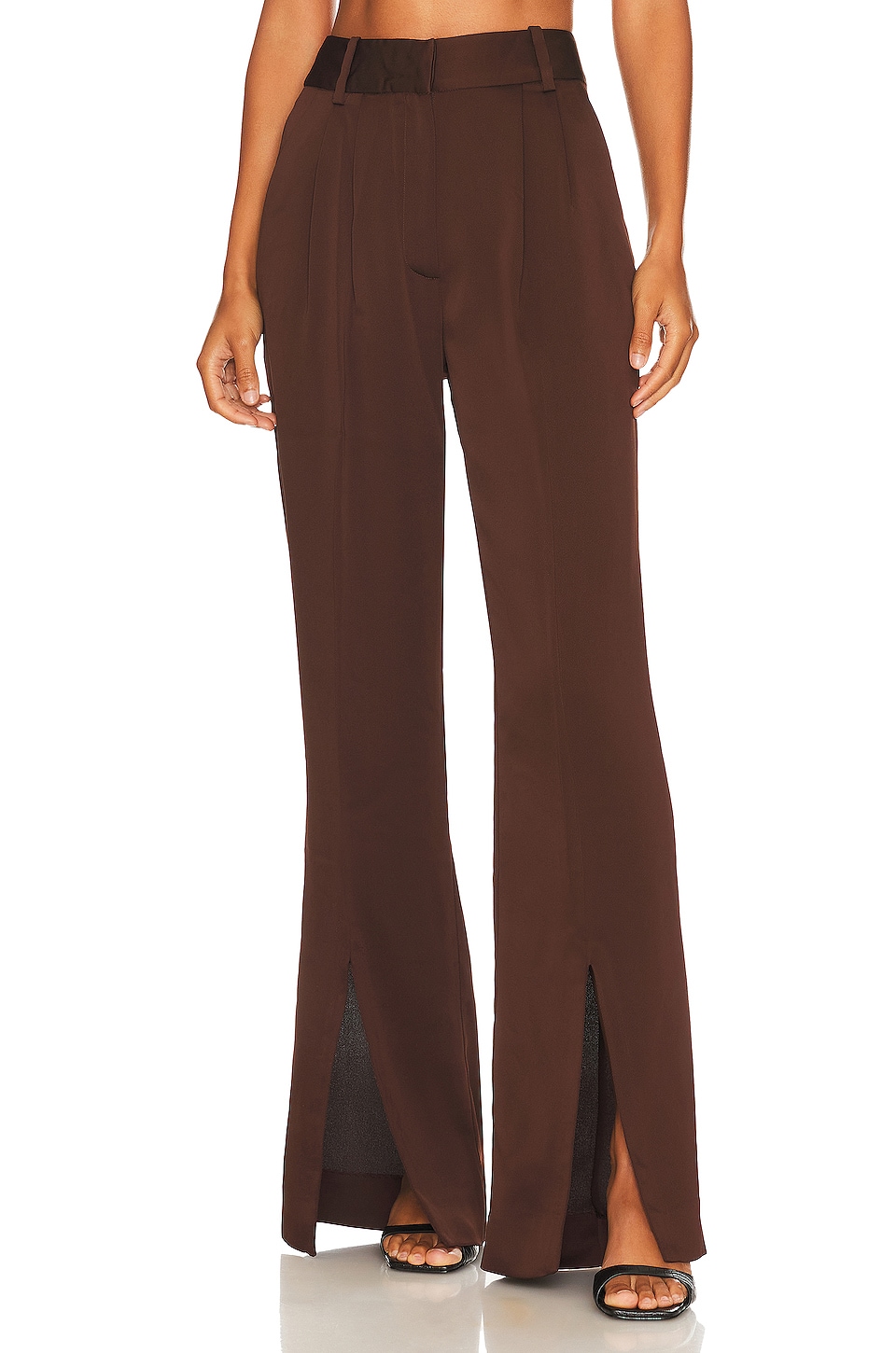 Favorite Daughter Favorite Pant with Slit in Chocolate | REVOLVE