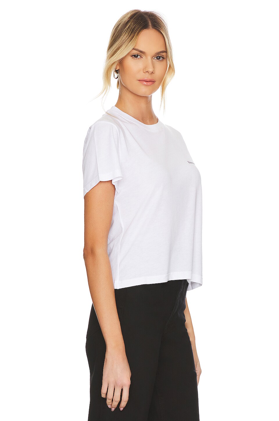 Favorite Daughter Cropped Logo Tee in White