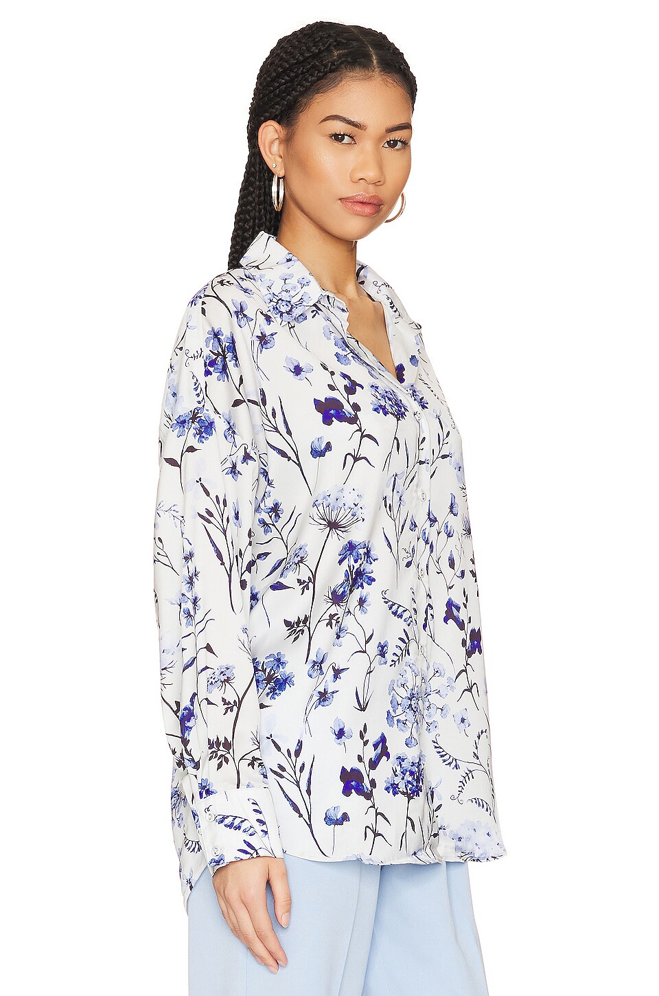 Favorite Daughter The Ex-Boyfriend Shirt in Blue & White Multi Floral