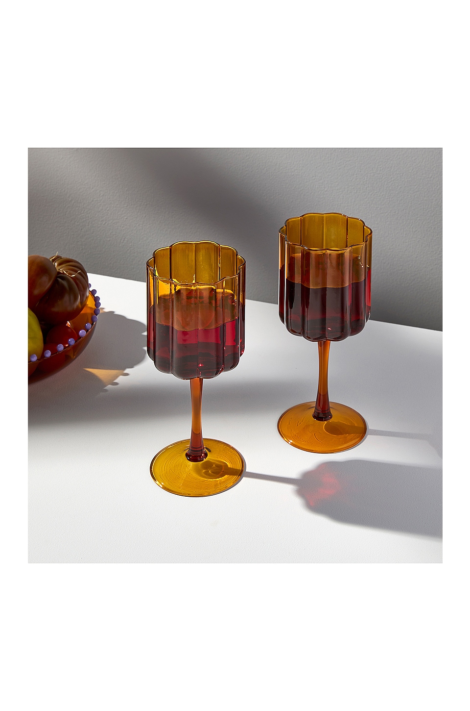 Wave Wine Glass Set in Amber by Fazeek – Gretel Home