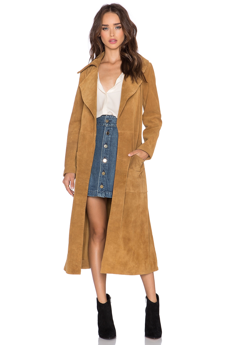 Frame Denim Le Duster In Camel Revolve