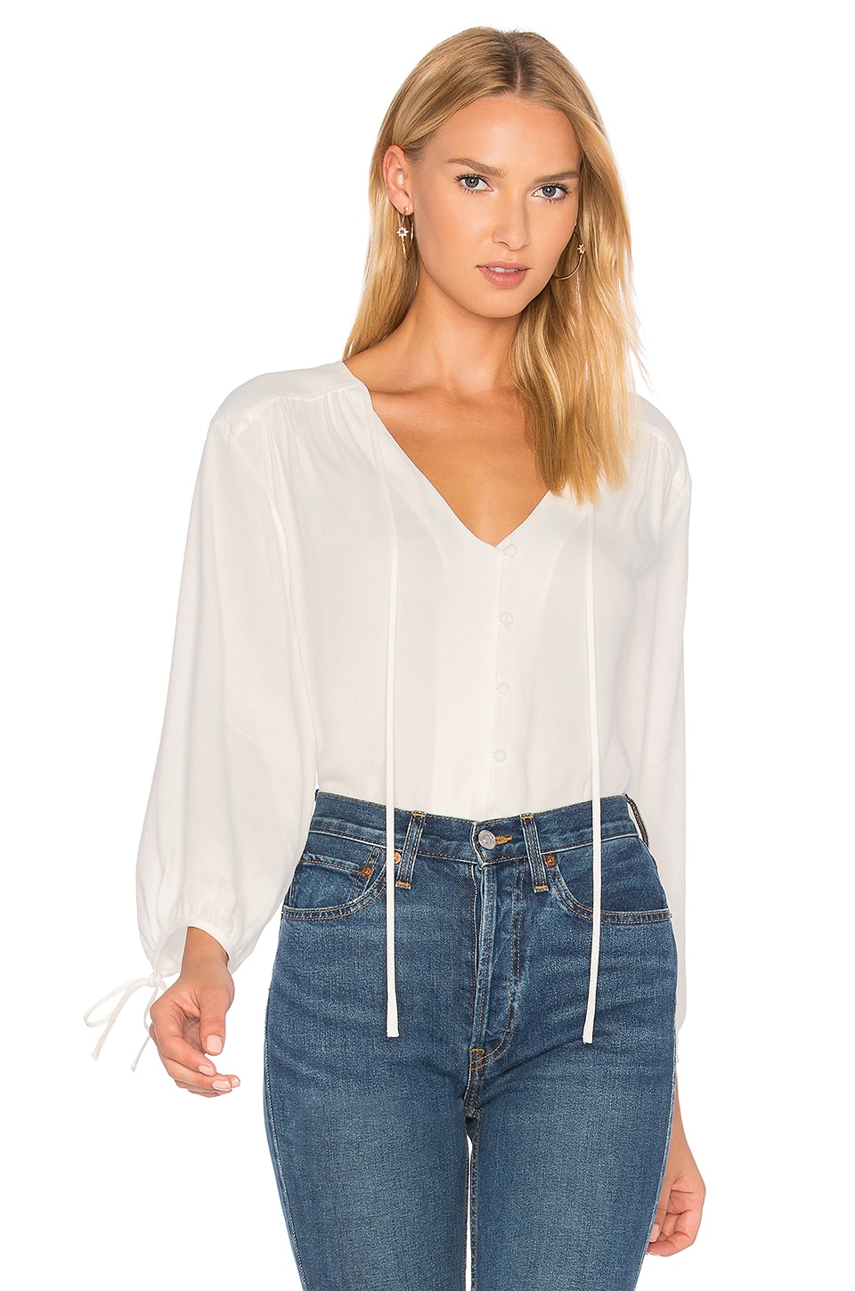 FRAME Denim Lace Up Shirt in Off White | REVOLVE