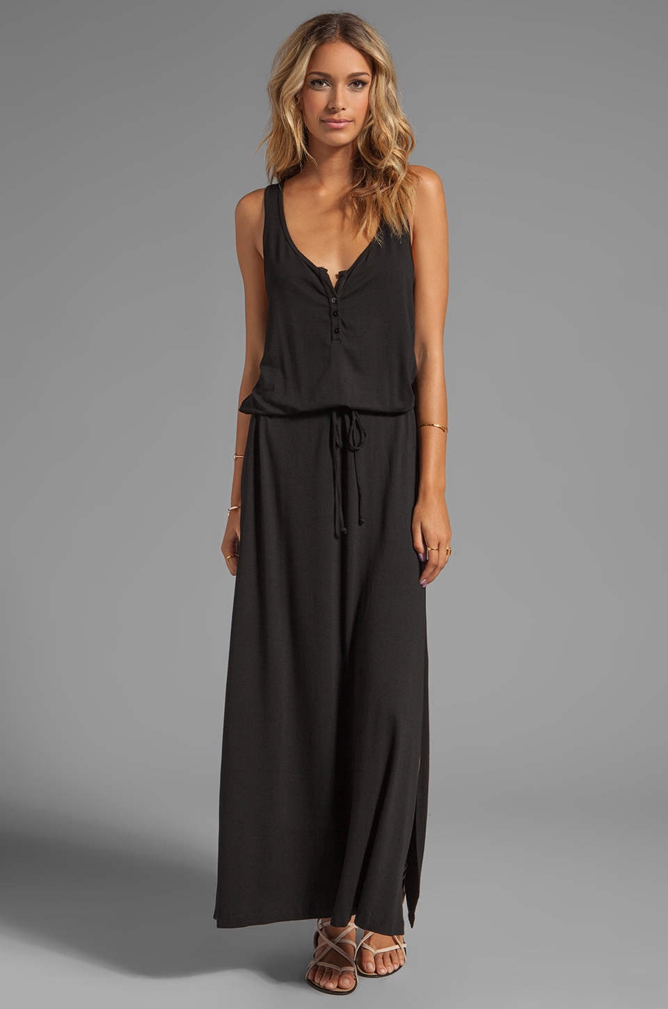 Feel the Piece Henley Maxi Dress in Black REVOLVE