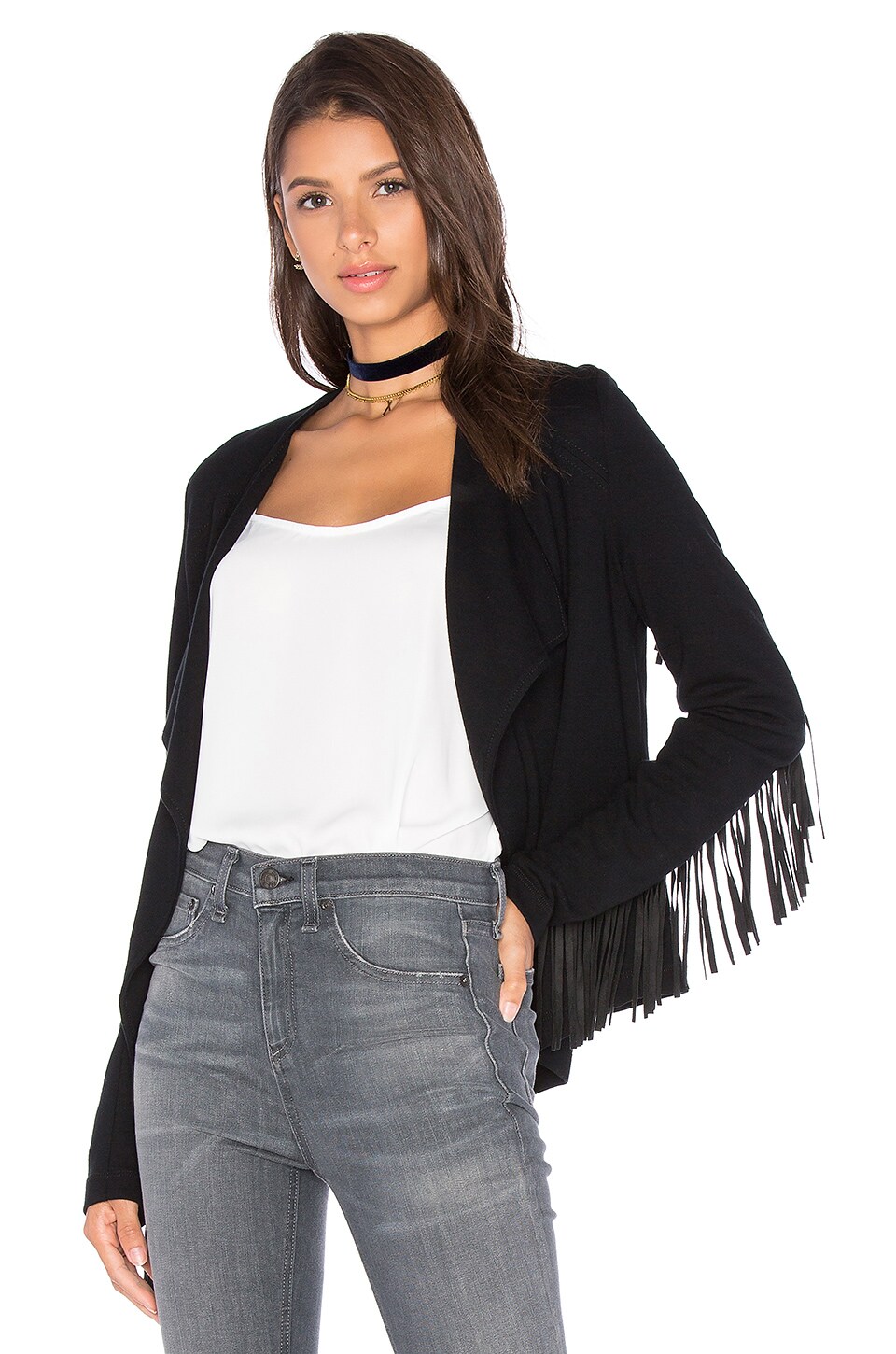 Fifteen Twenty Fringe Sleeve Jacket in Black | REVOLVE