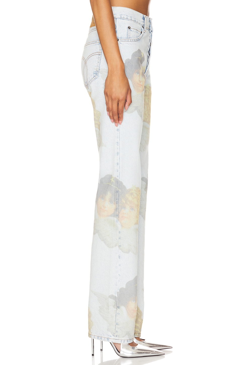 FIORUCCI Angel Print Mid Blue Straight Fit Jeans thumbnail