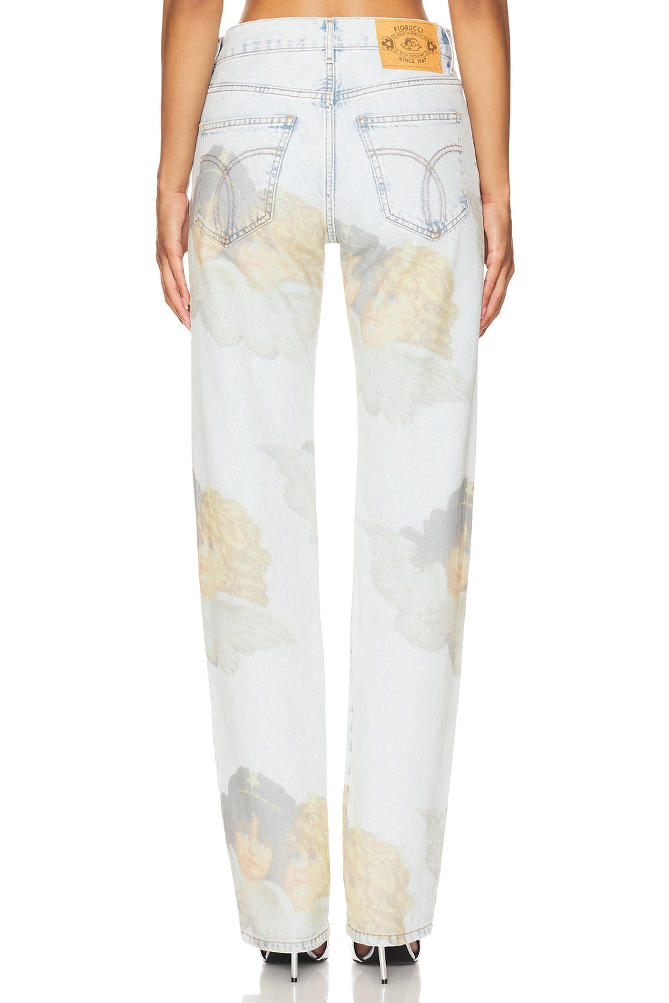 FIORUCCI Angel Print Mid Blue Straight Fit Jeans thumbnail