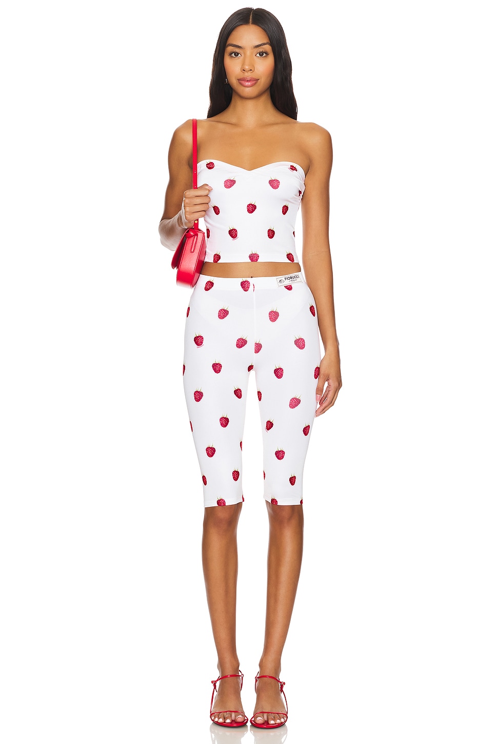 FIORUCCI Raspberry Print Bustier Top in Off White | REVOLVE