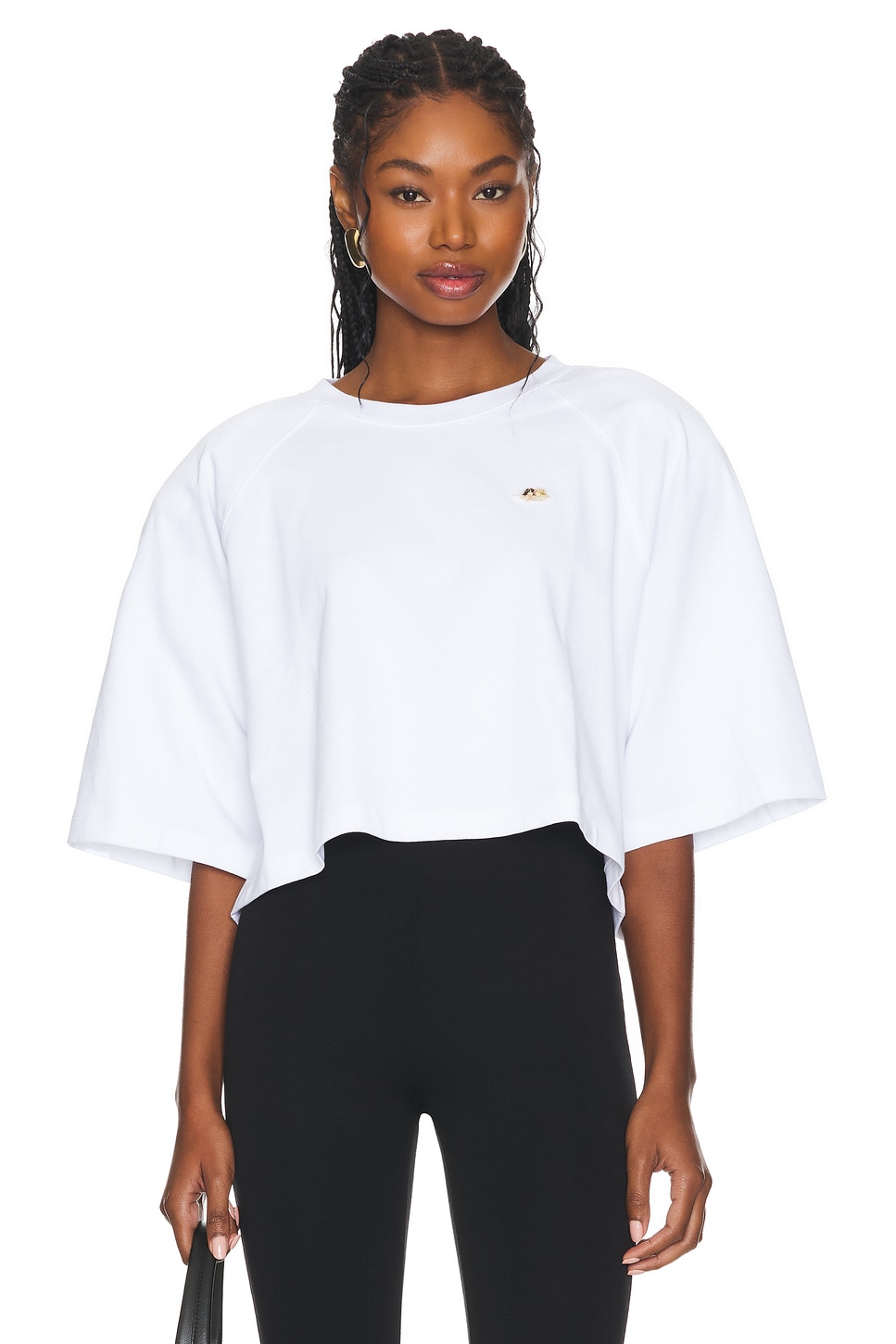 cropped padded shoulder top