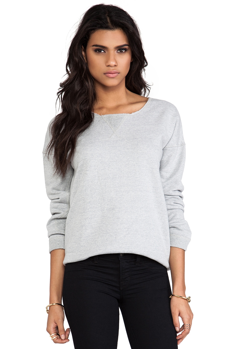 First Base Sloppy Joe Sweatshirt in Light Grey Marle | REVOLVE