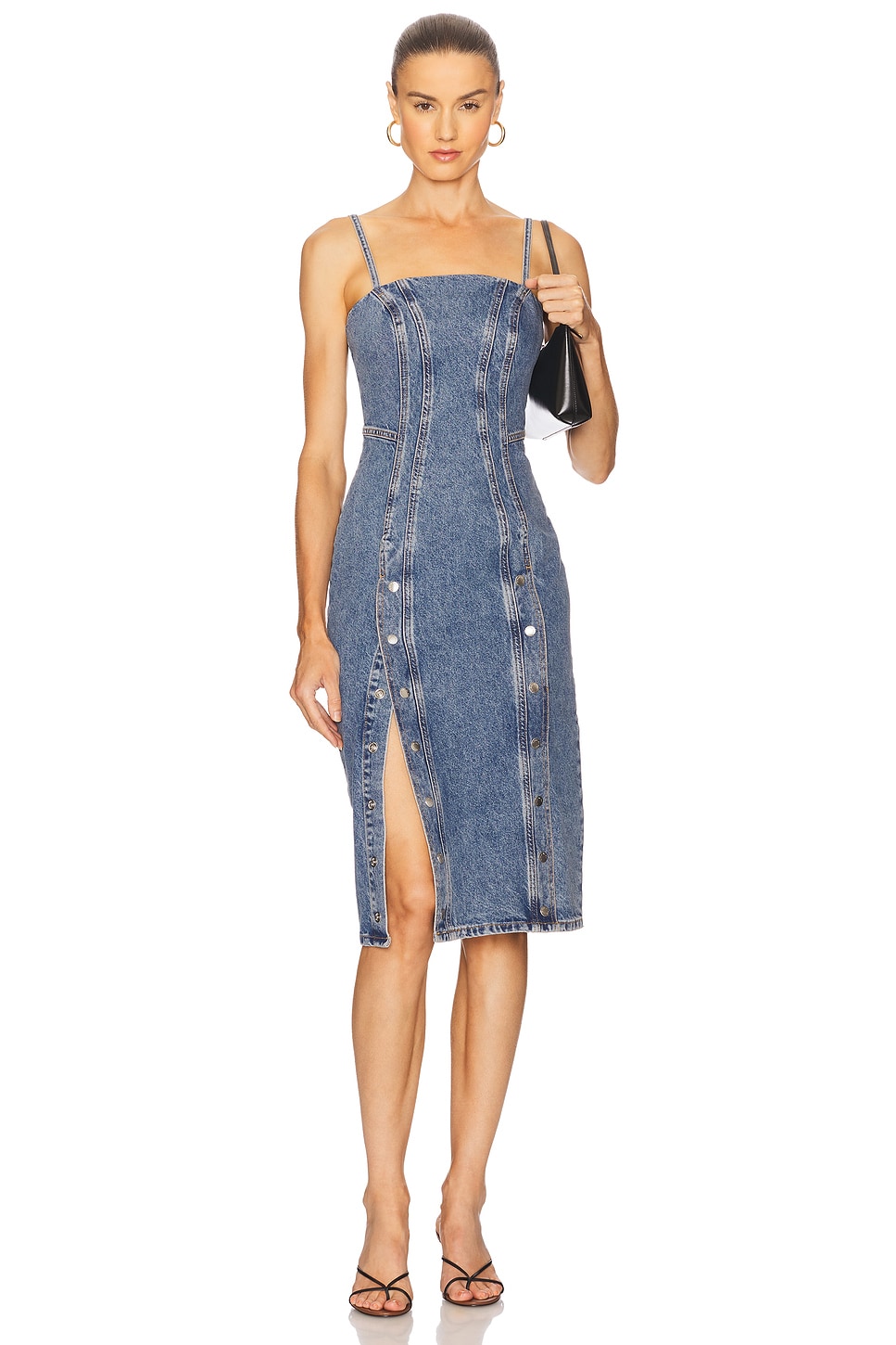 fleur du mal Snap Midi Dress in Acid Blue Denim | REVOLVE