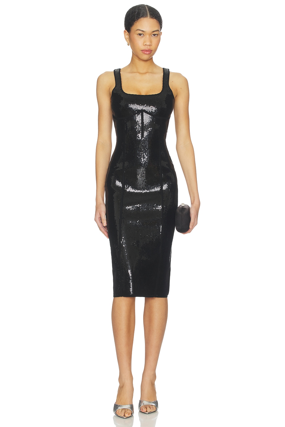 knee length dresses for ladies Bodycon Collection Classic Black Bandage Dress for Women, Knee Length, Polyester and Elastane, Sweetheart Neckline main image 1
