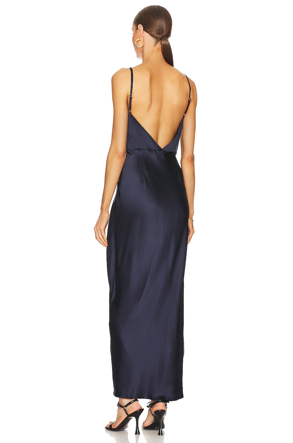 Fleur du Mal Deep Plunge Open Back Midi Slip Dress thumbnail