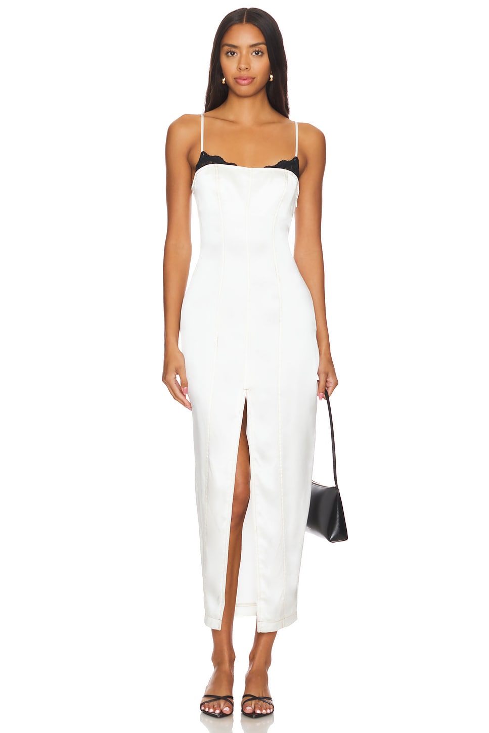 Fleur du Mal Silk Maxi Dress W/ Lace Cups