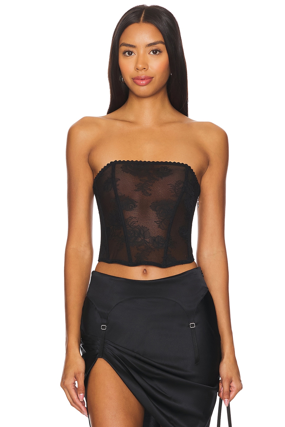 fleur du mal Bouquet Lace Corset Top in Black | REVOLVE