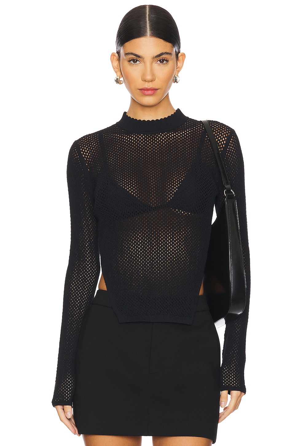 black high neck mesh top