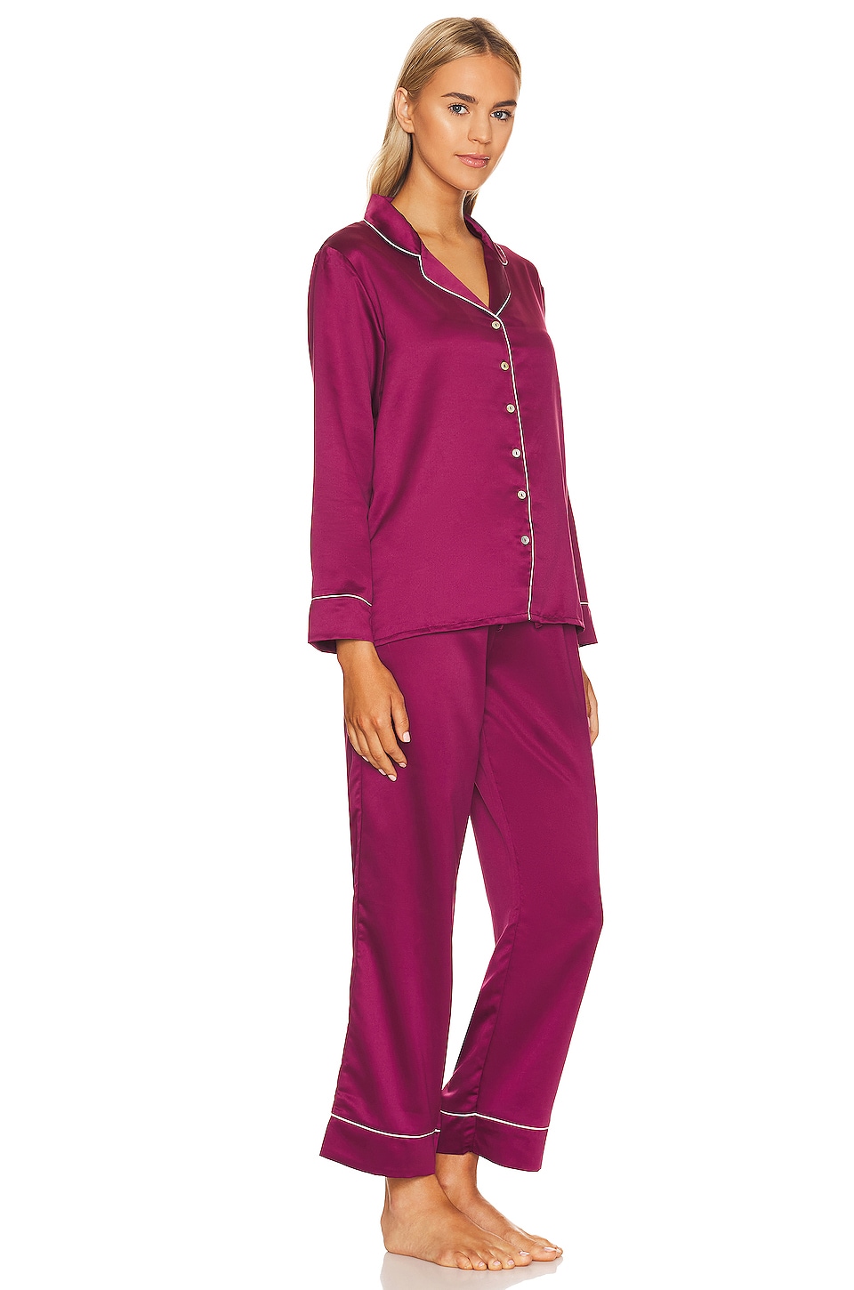 Flora Nikrooz Kamie Charmeuse PJ Set in Burgundy