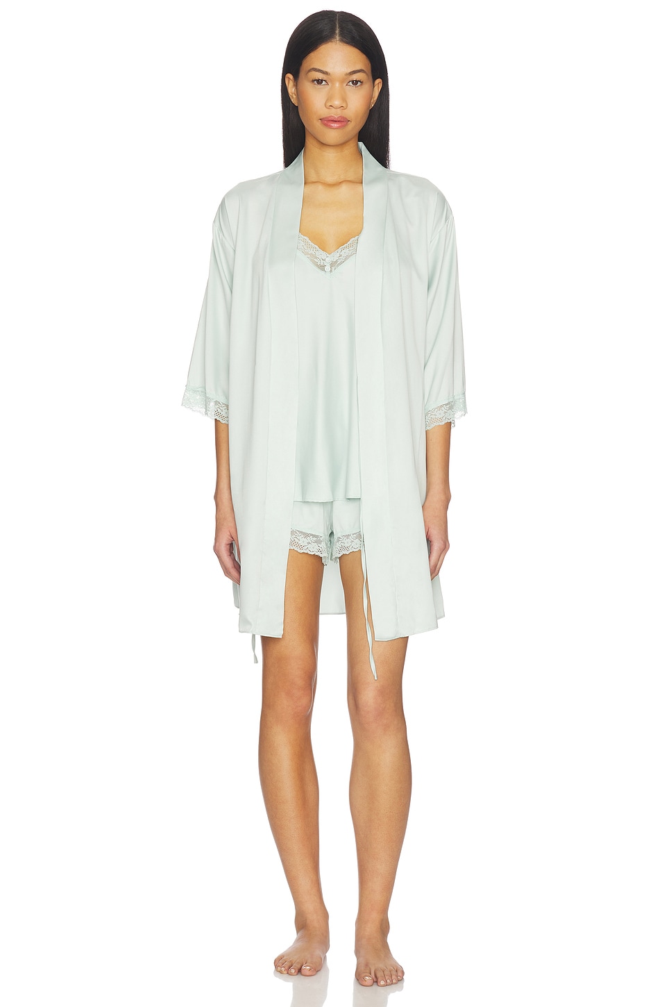 Sonia Travel Set Solid Wrap And Cami Set With Lace