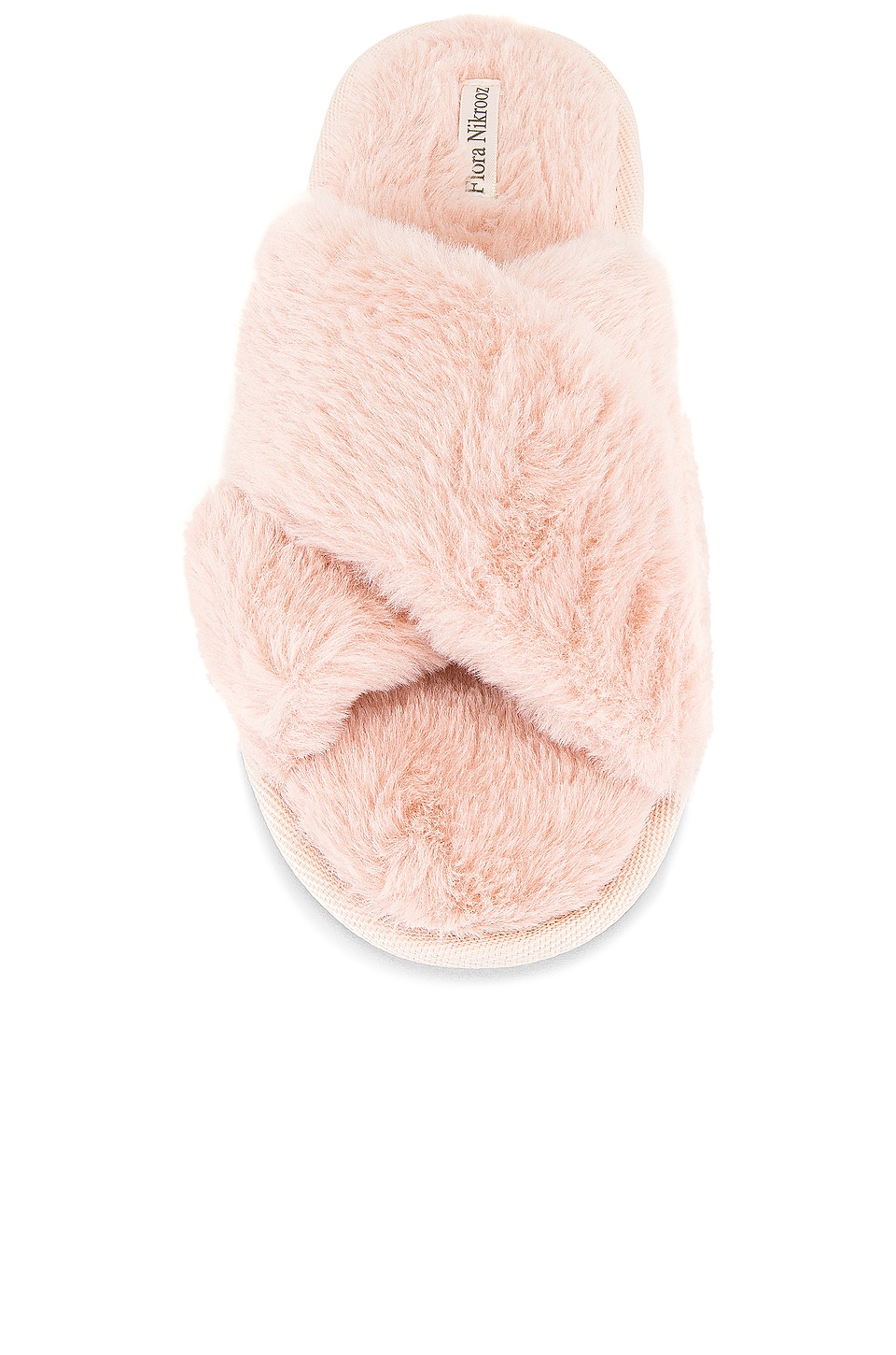 Flora Nikrooz Victoria Teddy Criss Cross Slipper in Buff | REVOLVE