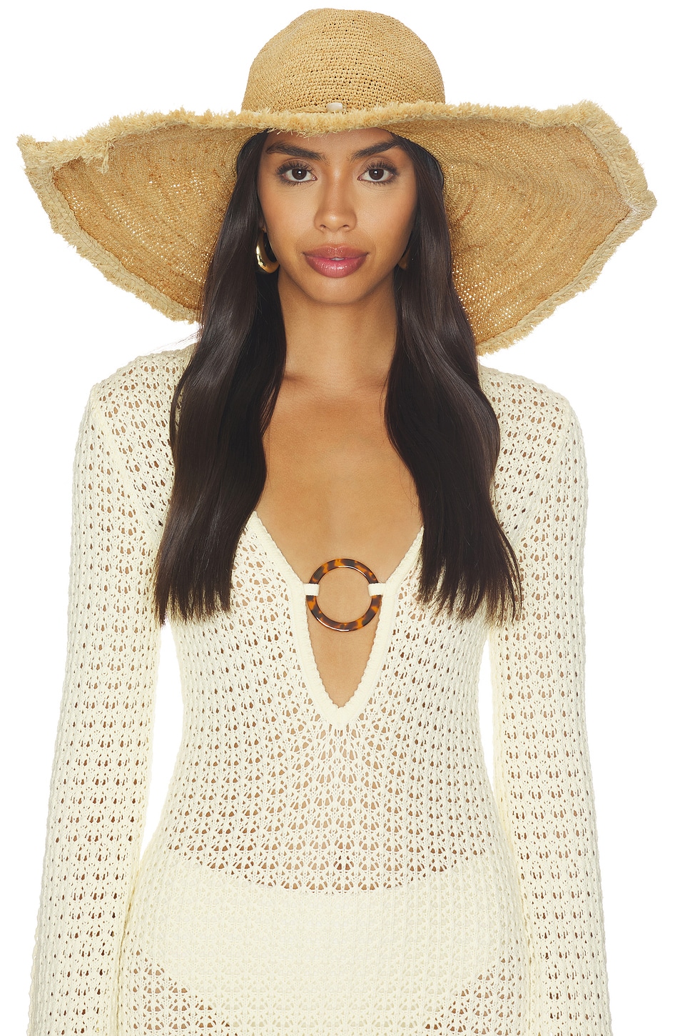 florabella Beverly Crochet Raffia Sunhat in Natural | REVOLVE display picture 1