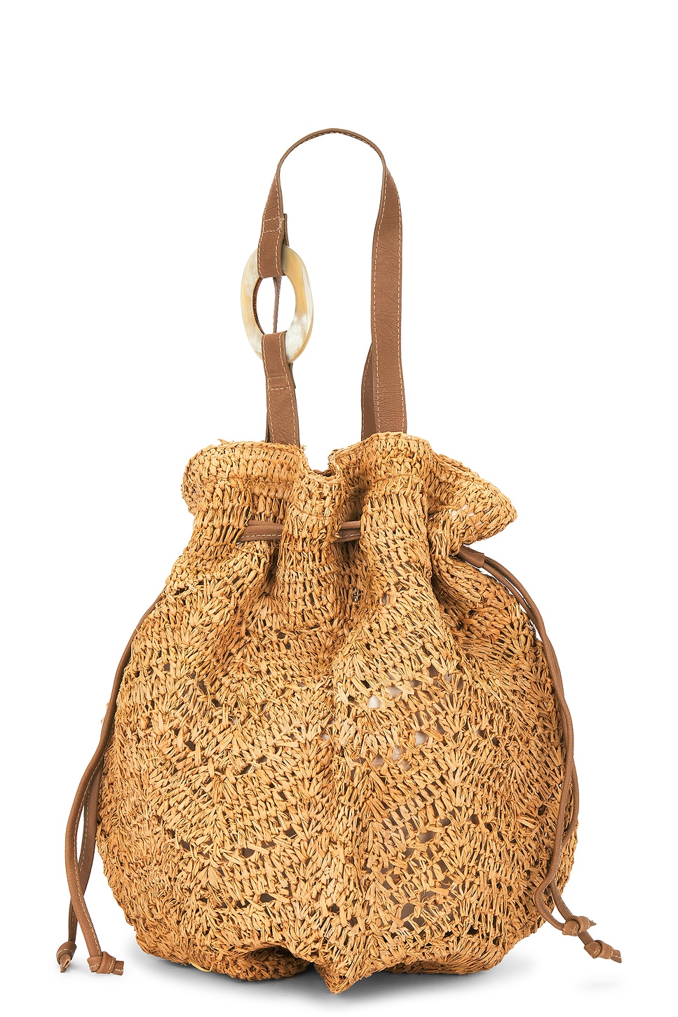 Antilles Crochet Raffia And Leather Tote Bag