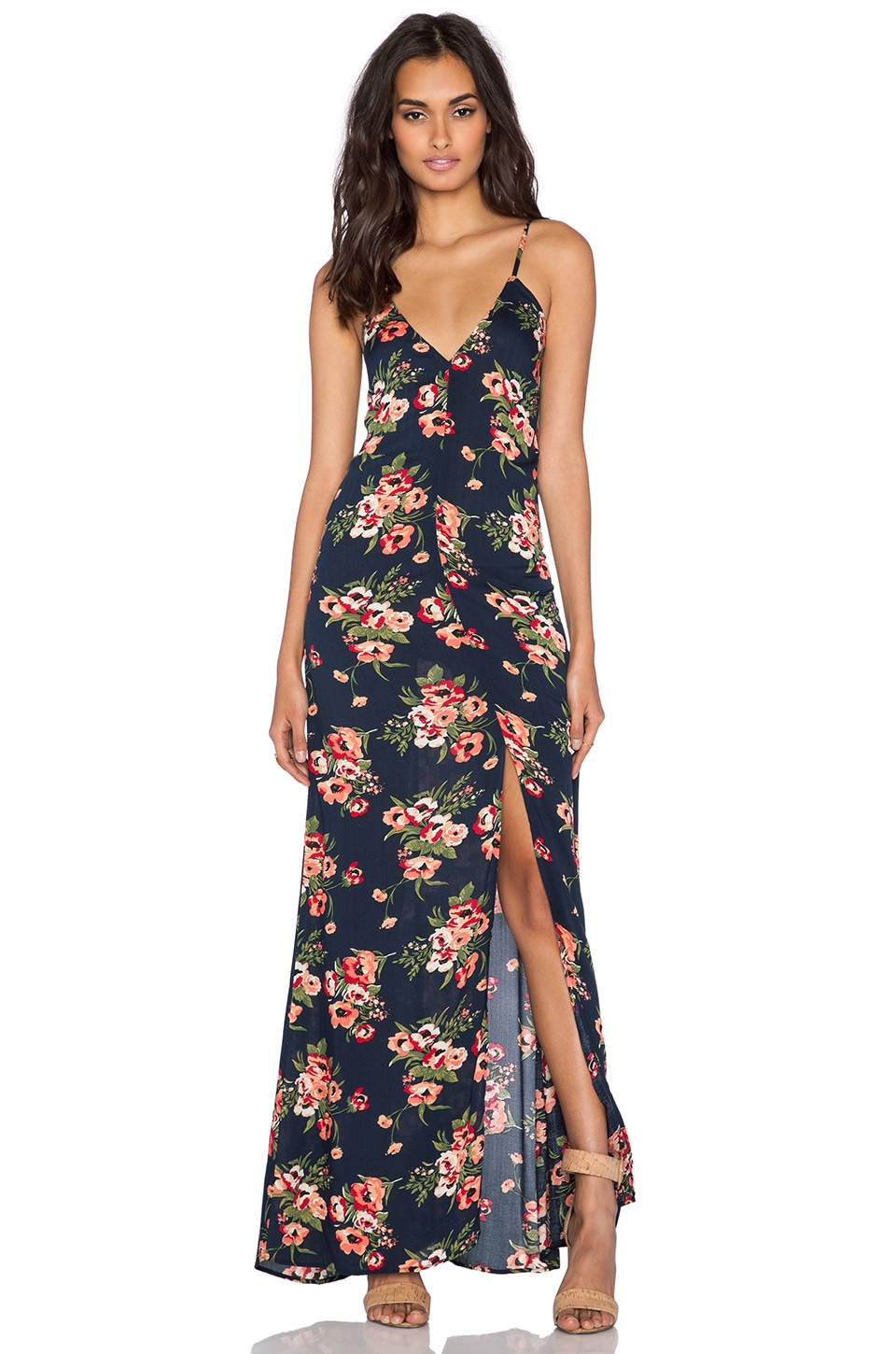 FLYNN SKYE Kennedy Maxi Dress in Navy Poppy REVOLVE