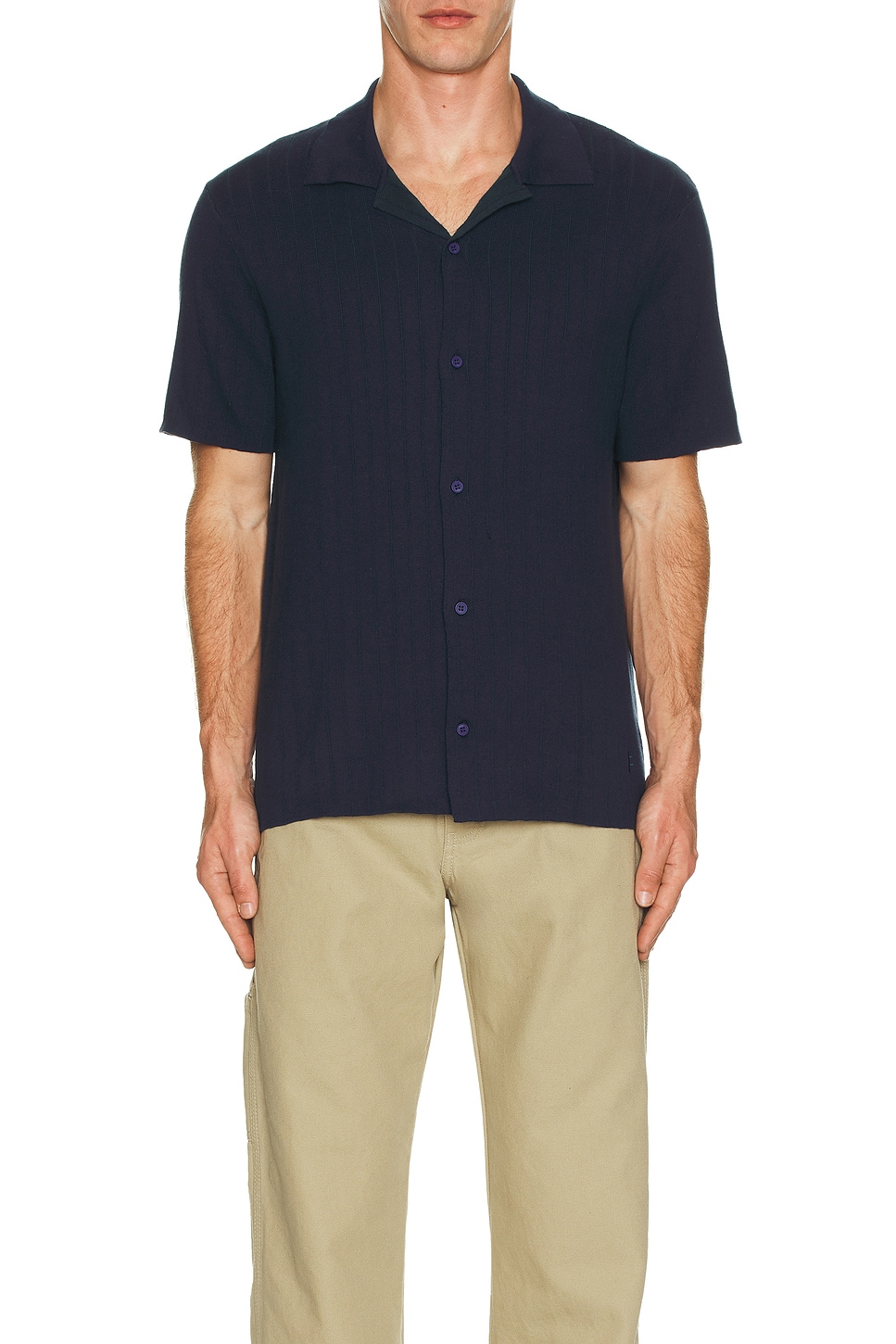 Marilyn Short Sleeve Knit Button Down Shirt - Thumbnail 3