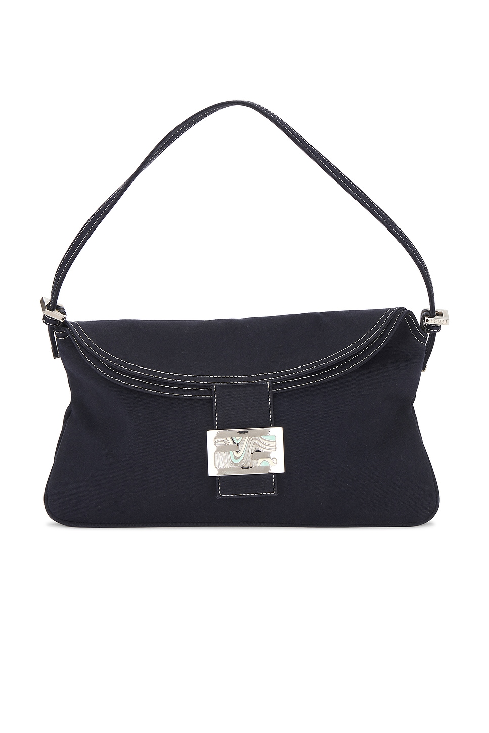 FWRD Renew Fendi Mama Baguette Shoulder Bag in Navy | REVOLVE