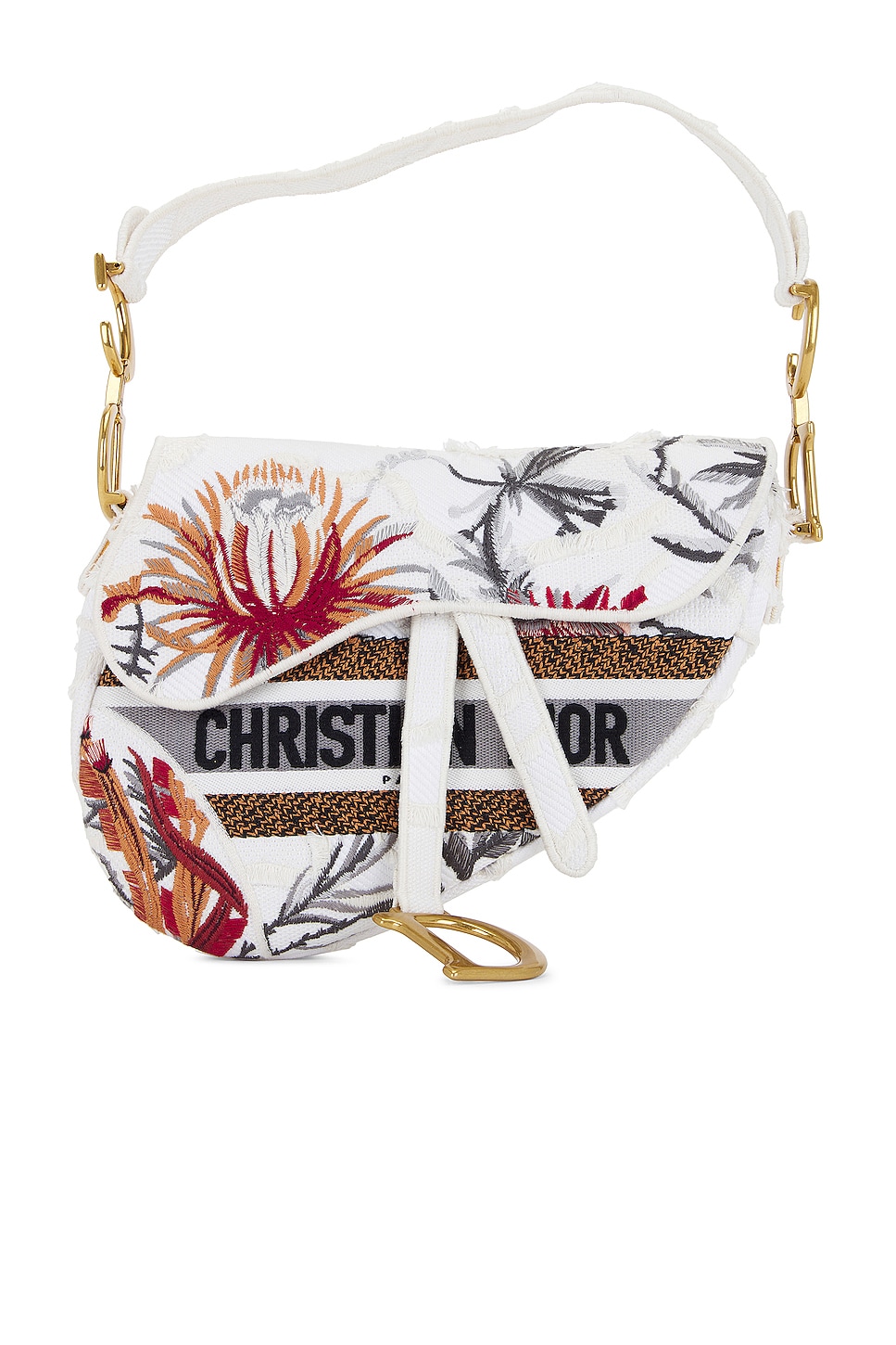 Christian Dior Pre-owned Floral-Embroidered Saddle Bag