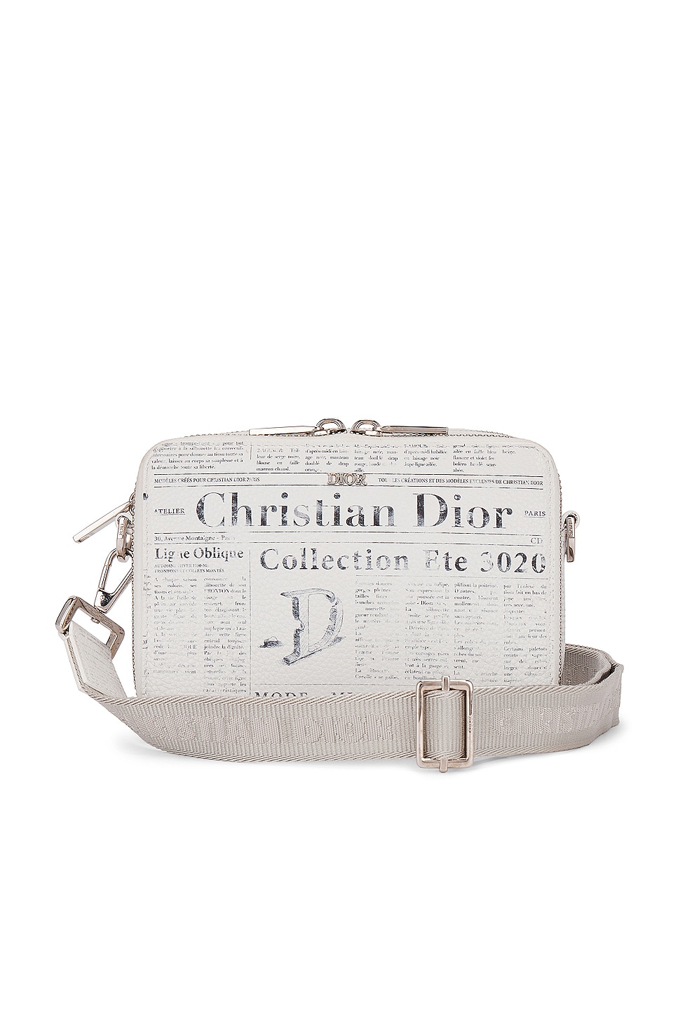 FWRD Renew Dior x Daniel Arsham Newsprint Wallet on Strap in White