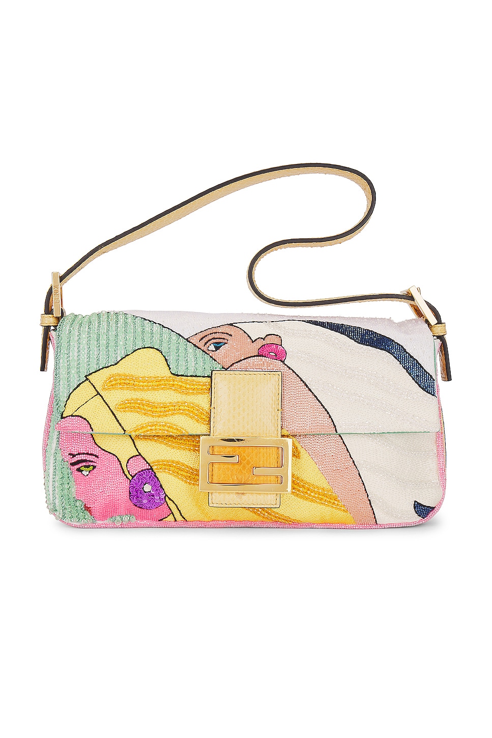 FWRD Renew Fendi 1997 Beaded Baguette Shoulder Bag in Multi | REVOLVE