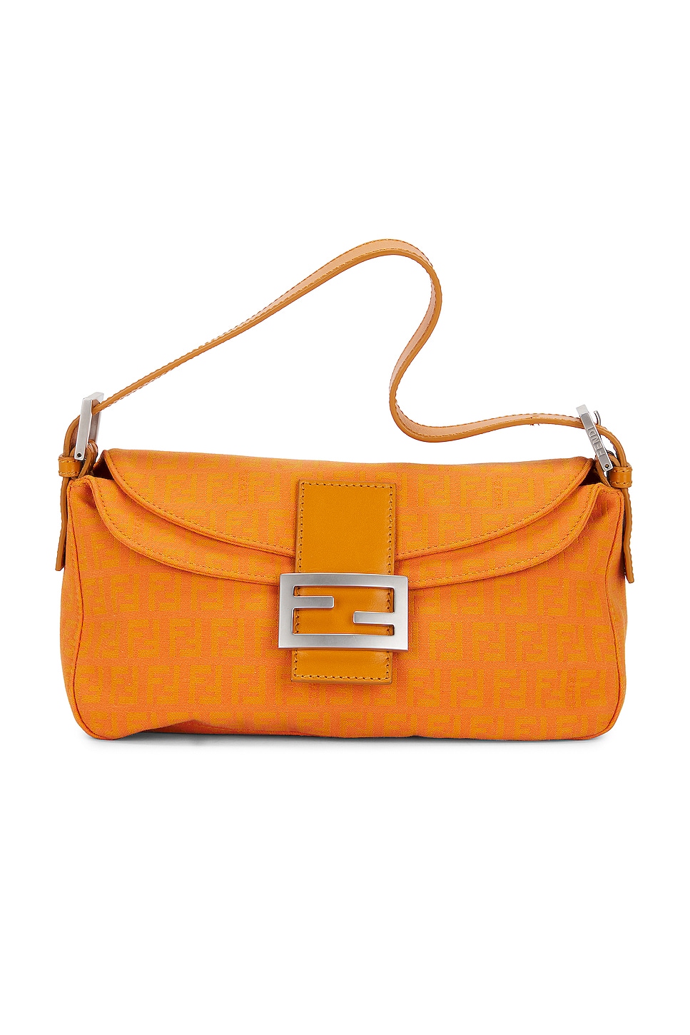 FWRD Renew Fendi Zucchino Mama Baguette Shoulder Bag in Orange