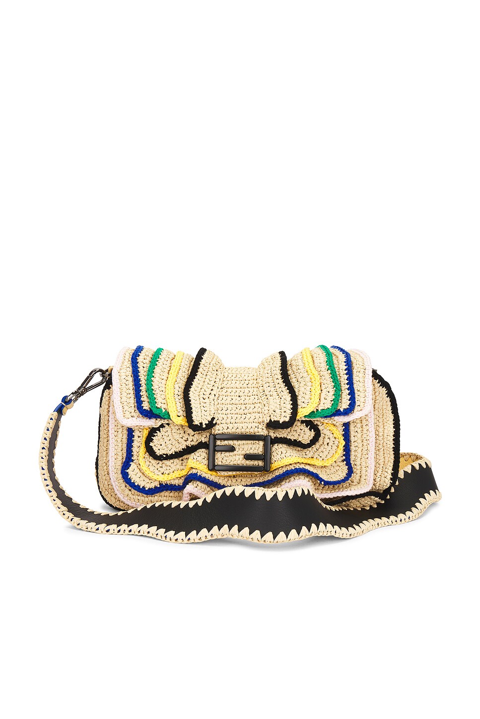 FWRD Renew Fendi Mama Raffia Baguette Shoulder Bag in Multi | REVOLVE