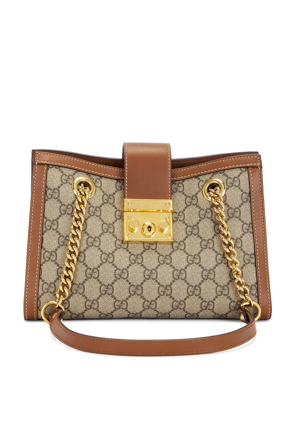 FWRD Renew Gucci GG Supreme Padlock Shoulder Bag in Beige REVOLVE