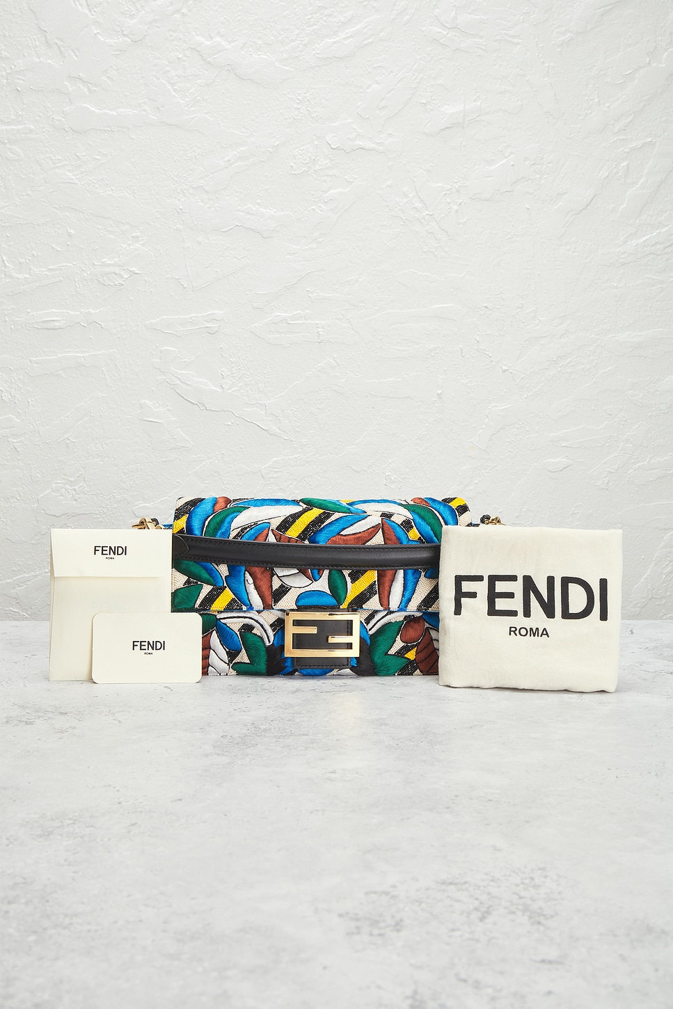 FWRD Renew Fendi Beaded Vitello Dolce Leaf Embroidered Mama
