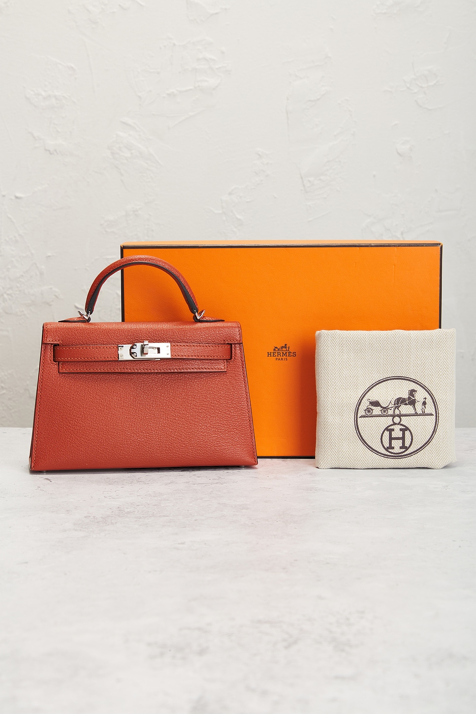 FWRD Renew Hermes Chevre Kelly 20 Sellier Handbag in Brick