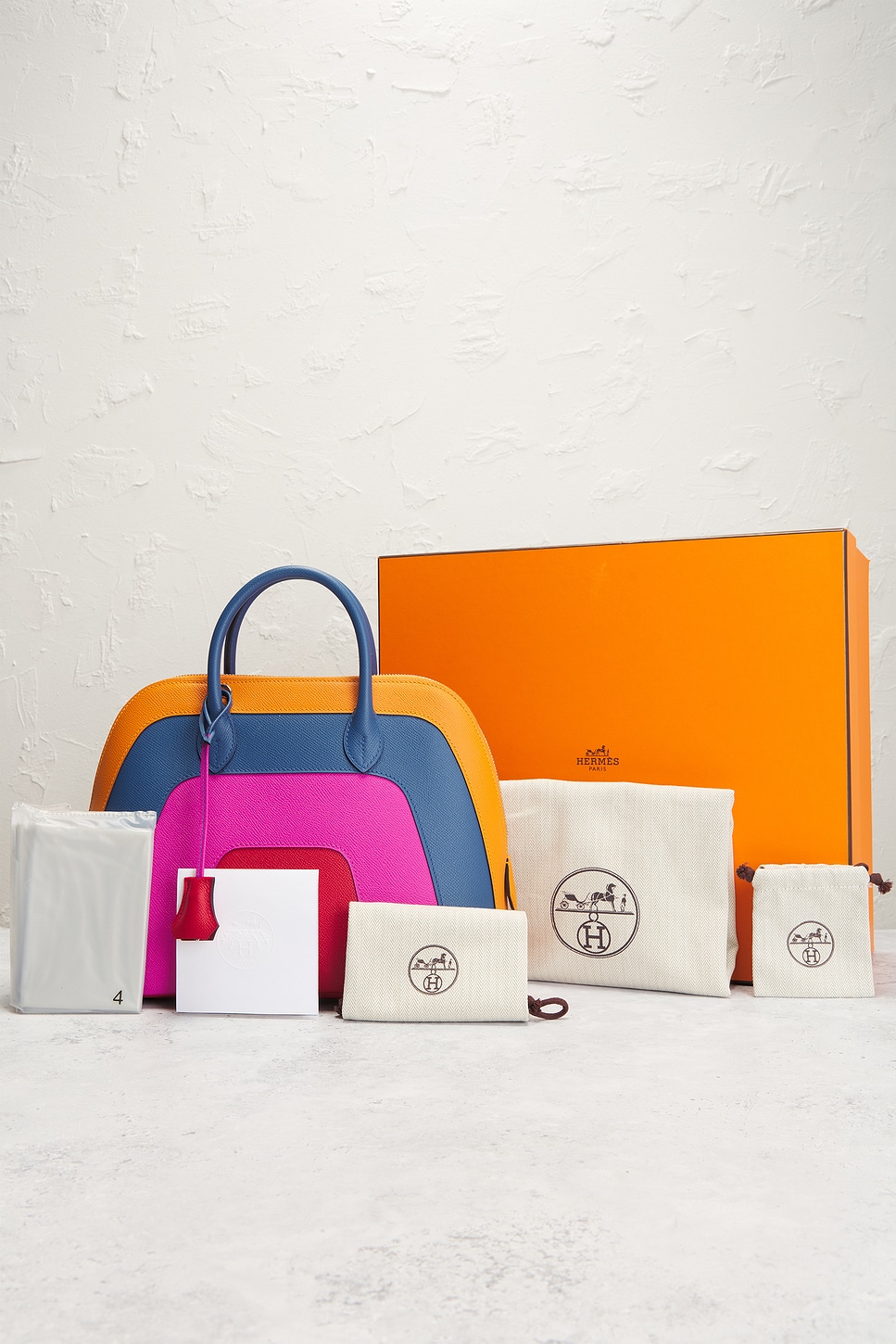 FWRD Renew Hermes Epsom Bolide 1923 30 Handbag in Sunset Rainbow 