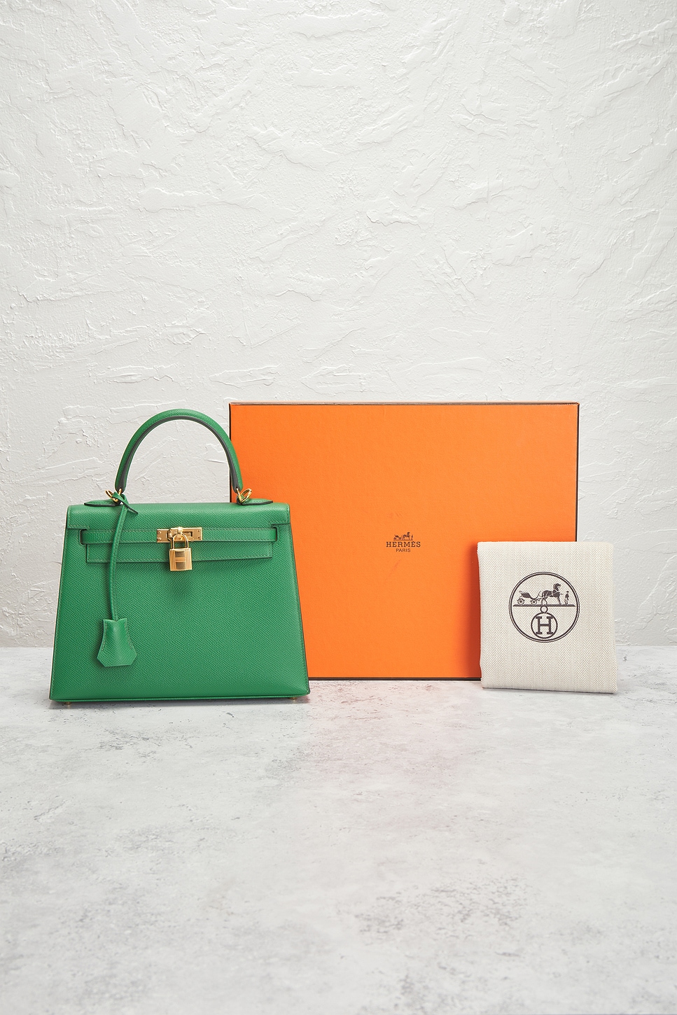 FWRD Renew Hermes Epsom Kelly 25 Sellier Handbag in Cactus | REVOLVE