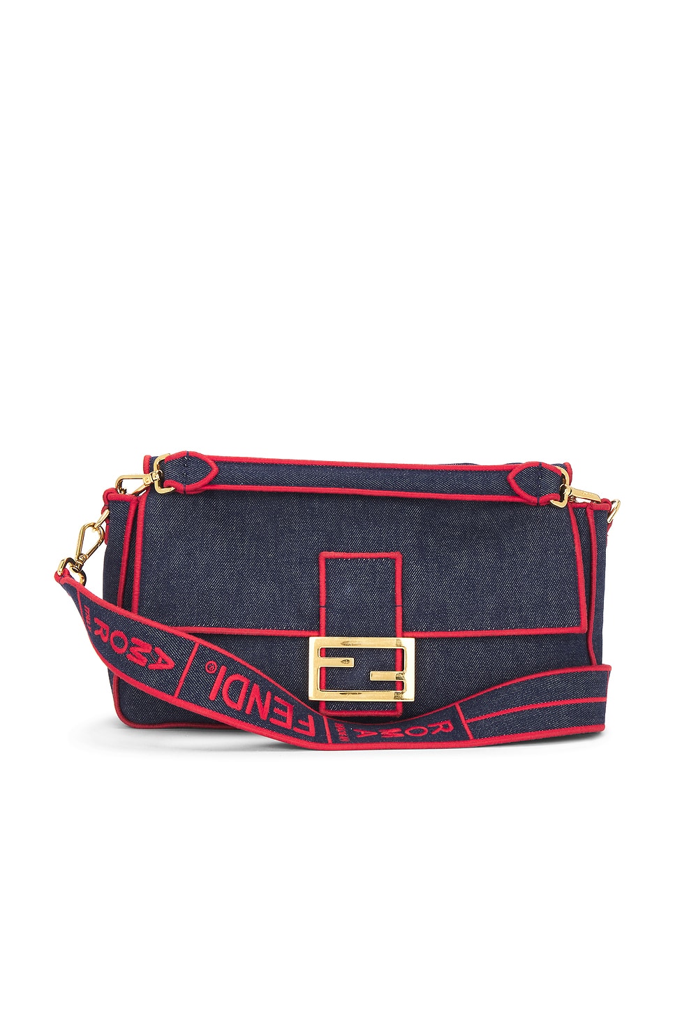 FWRD Renew Fendi Denim Baguette NM Shoulder Bag in Blue | REVOLVE