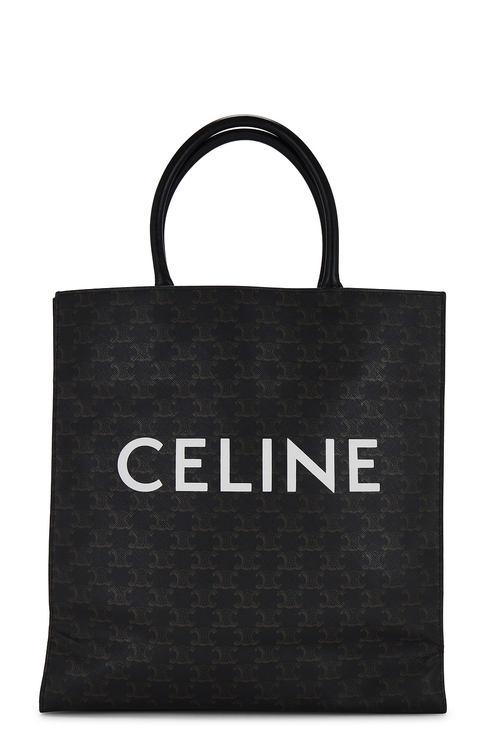 FWRD Renew Celine Triomphe Vertical Cabas Tote Bag in Black | REVOLVE