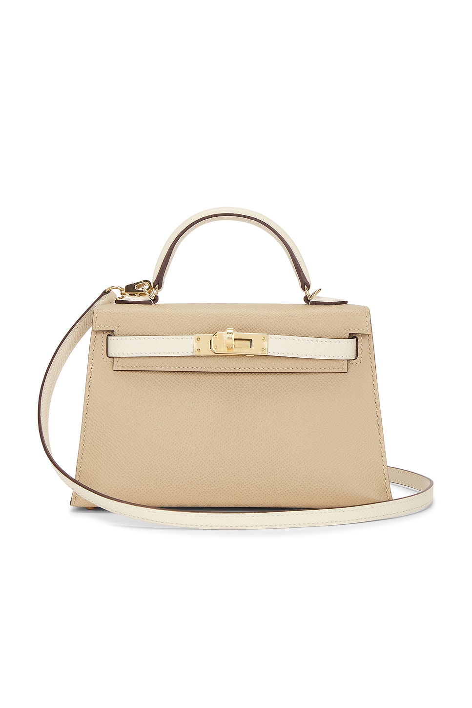 FWRD Renew Hermes Epsom Kelly 20 Sellier Handbag in Trench & Craie