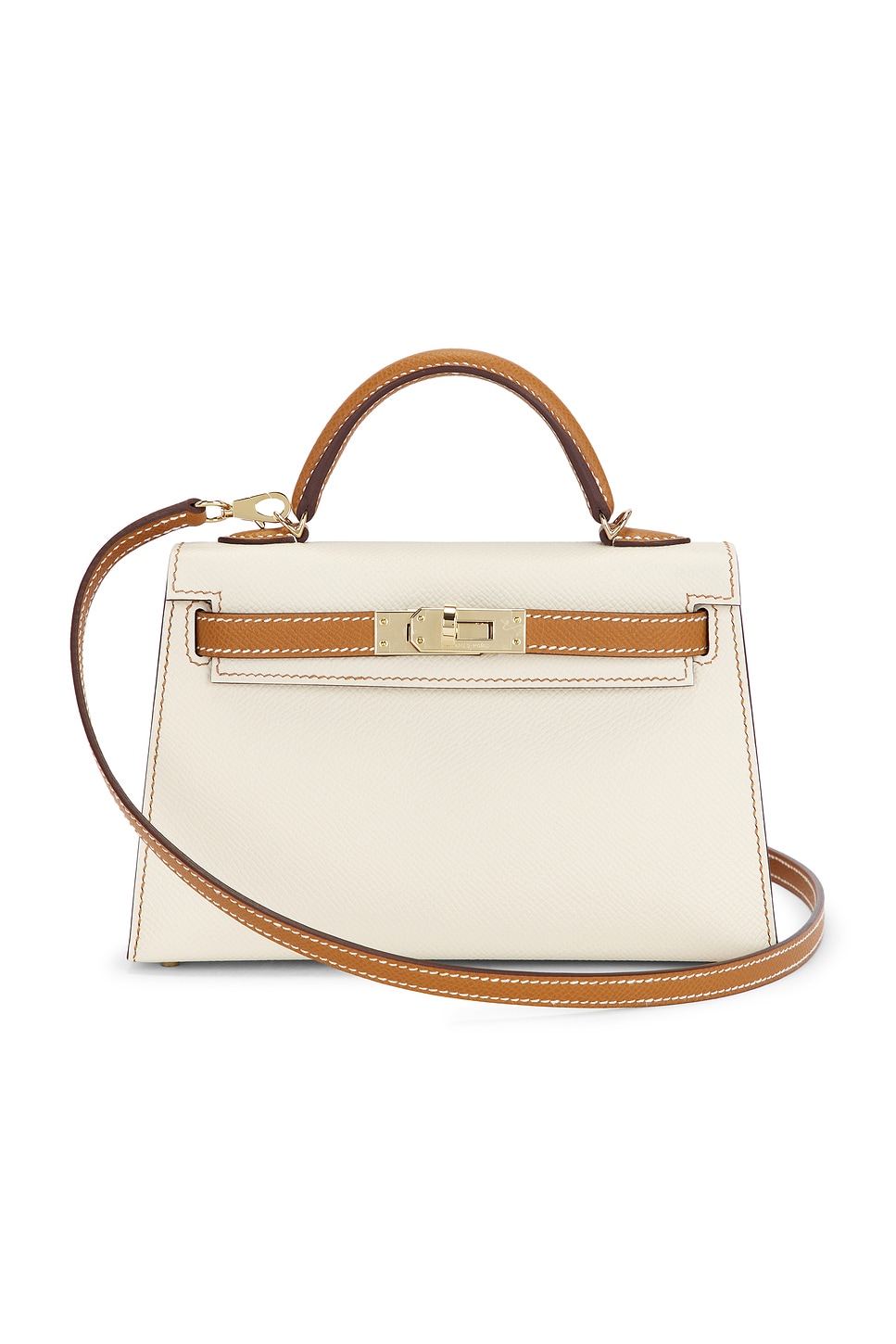 FWRD Renew Hermes Epsom Kelly 20 Handbag in Nata & Gold | REVOLVE