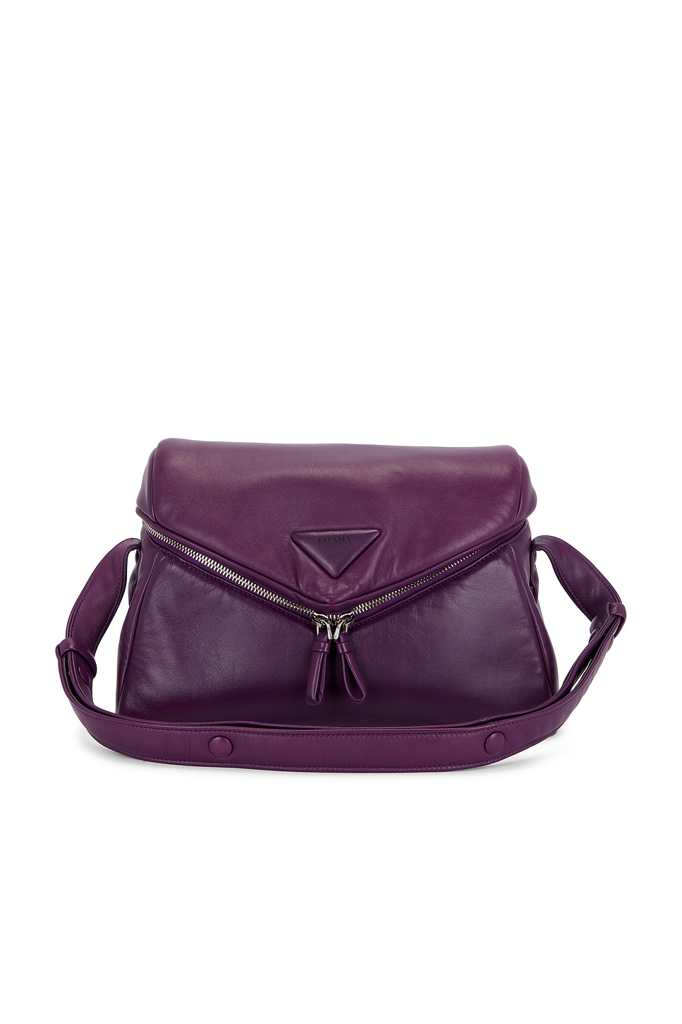 FWRD Renew Prada Padded Nappa Signaux Shoulder Bag in Purple REVOLVE